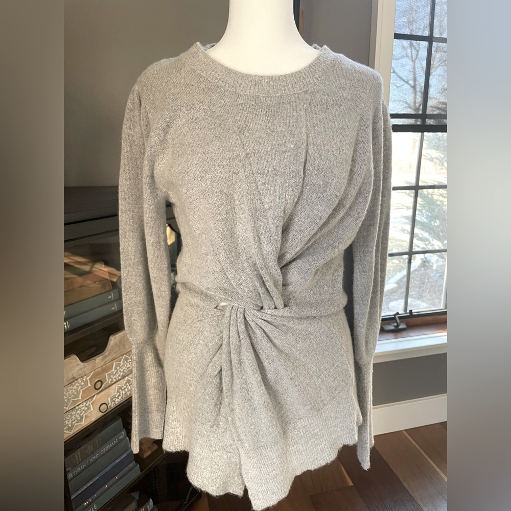 Miss Me Twisted Knit Sweater Grey Size Small